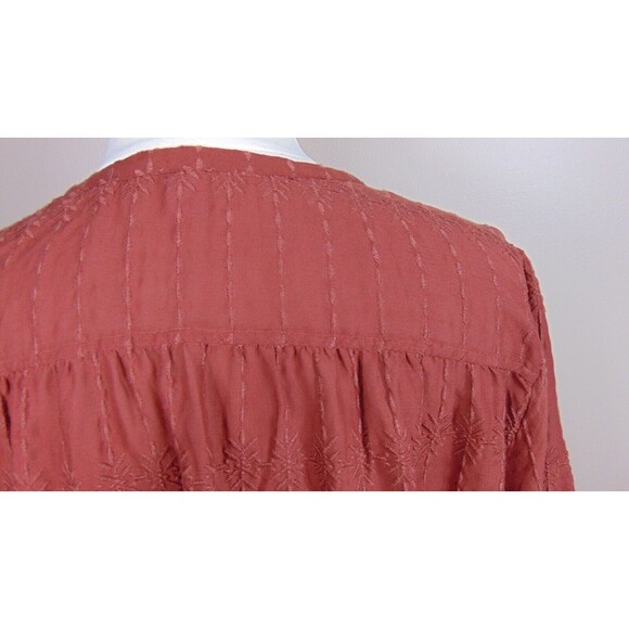 New Old Navy Peasant Top Womens Size XL Button up Embroidered Copper Boho - Picture 6 of 9